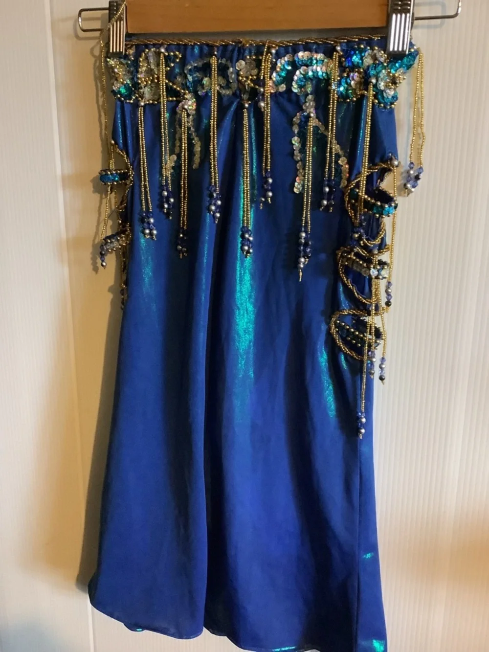 Hand made kids Royal Blue Beaded Halter Dress